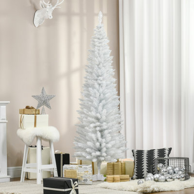 Arbre de Noël artificiel 6 pi avec arbre de Noël mince 6 pi avec 390 branches réalistes et support en plastique