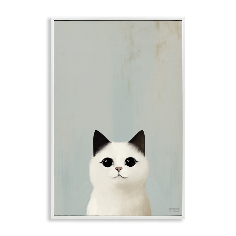 «Peeking White», estampe numérique par Roozbeh Bahramali, Giclée encadrée blanc bord de mer, H 24 po x l 16 po