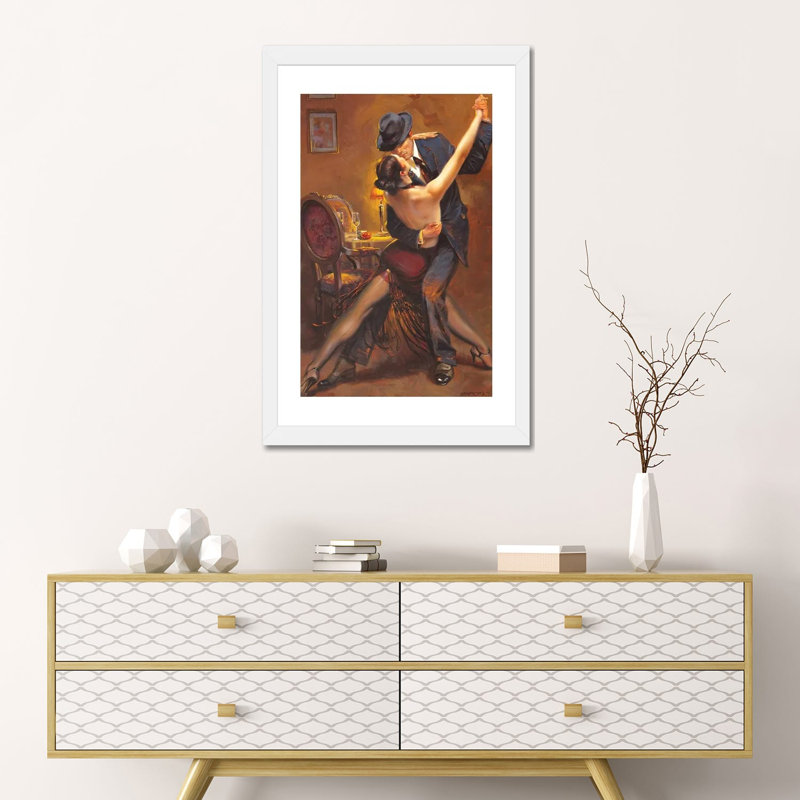 Tango par Maher Morcos - reproduction d'art, H 24 po x l 16 po x P 1 po, Papier blanc, Blanc