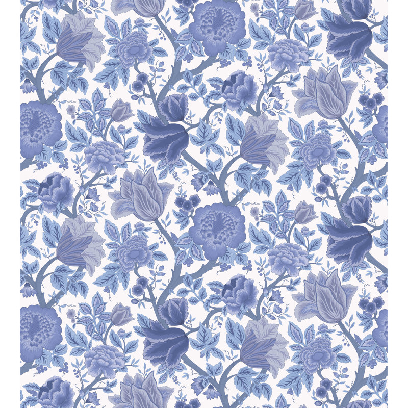 Floral Wallpaper Roll, Hyacinth Blue