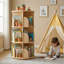 Bibliothèque rotative à 3 niveaux, bibliothèque sur pied ronde à 360 °, tablette de rangement en bois pour chambre à coucher, salon, salle d'étude, naturel.