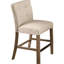 Deux chaises de comptoir en bois gris avec dossier, mélange de beige et repose-pieds, tabourets à hauteur rembourrée, mélange, pieds