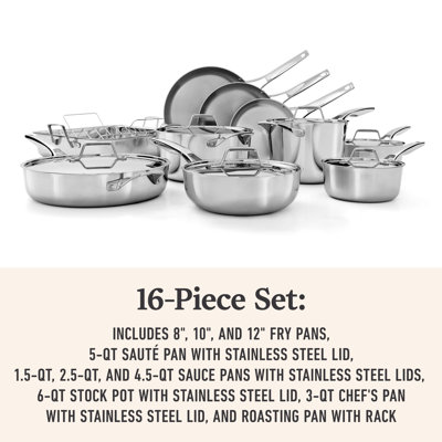 Calphalon Premier Stainless Steel 16-Piece Cookware Set