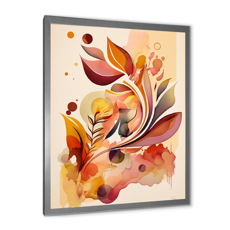 Aquarelle florissant de fleurs d'automne, H 44 po x l 34 po x P 1,5 po, Cadre simple argenté