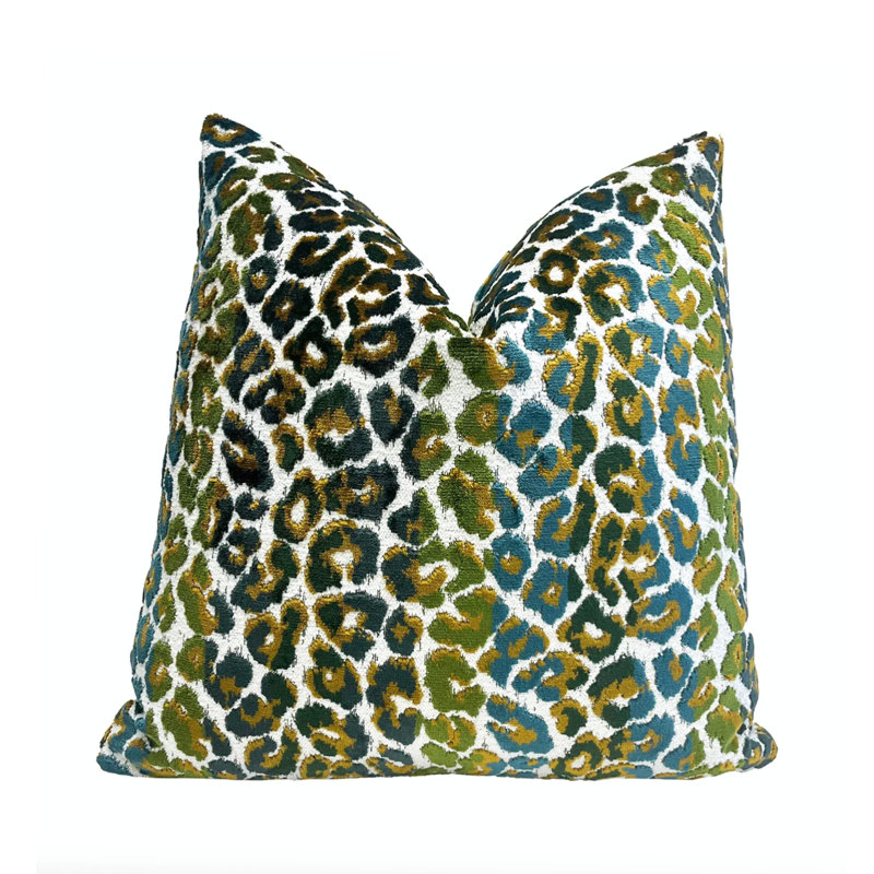 Housse de coussin en velours Leopard, Vert, H 20 po x l 20 po