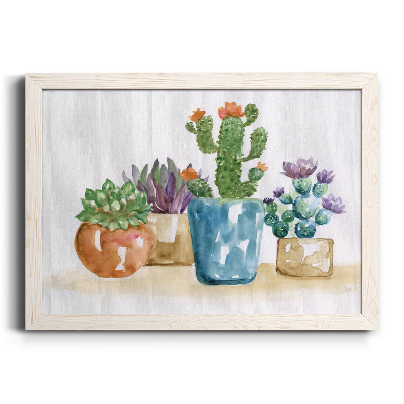 Summer Succulents II - Toile encadrée de qualité supérieure - prête à être accrochée, Blanc, H 37,5 po x l 27,5 po x P 1,5 po