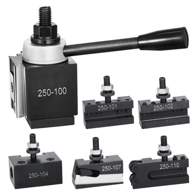 Quick Change Tool Post Set, 6 Pcs, Includes Lathe Tool Holders, Piston Type Tool Post with Turning Tool Holder Accessories, Fit for Mini Lathe & Metal Lathe 6"-12" Swing, Durable Steel Material