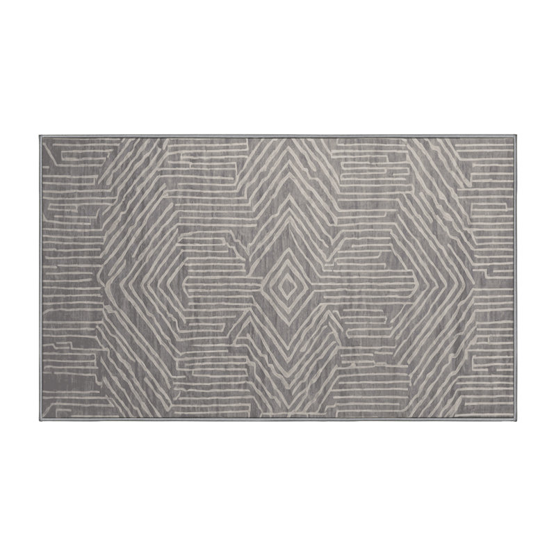Tapis gris lavable à la machine, Rectangle 8 pi x 10 pi