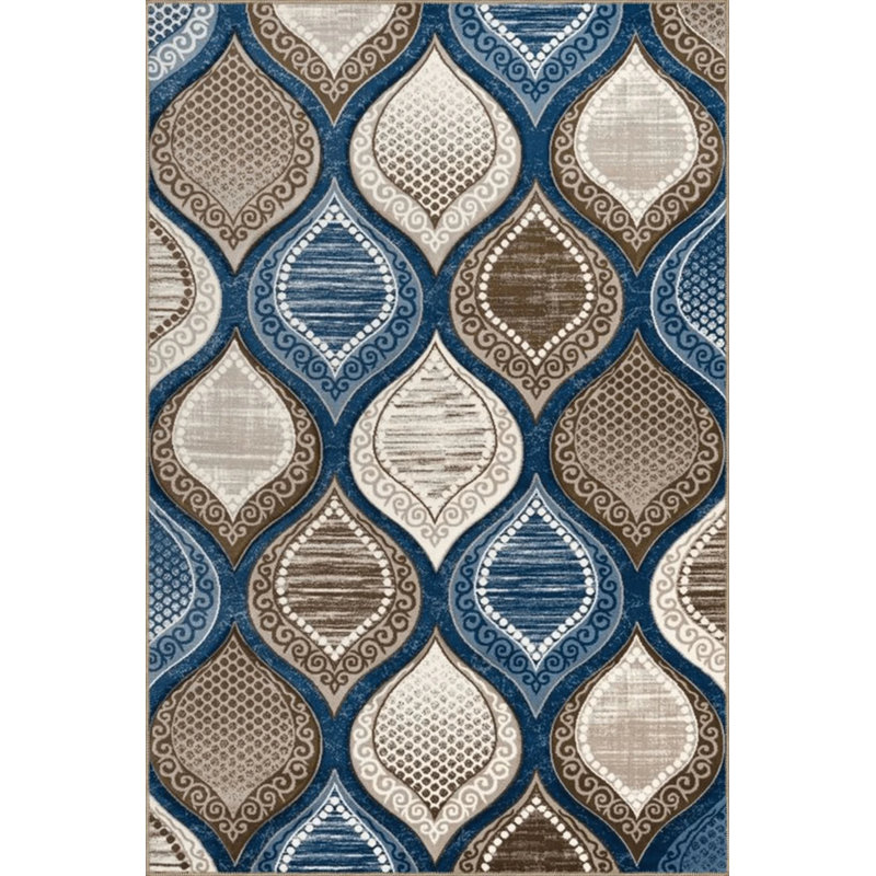 Salon bleu à motif de café Suzani, Rectangle 2 pi 4 po x 4 pi