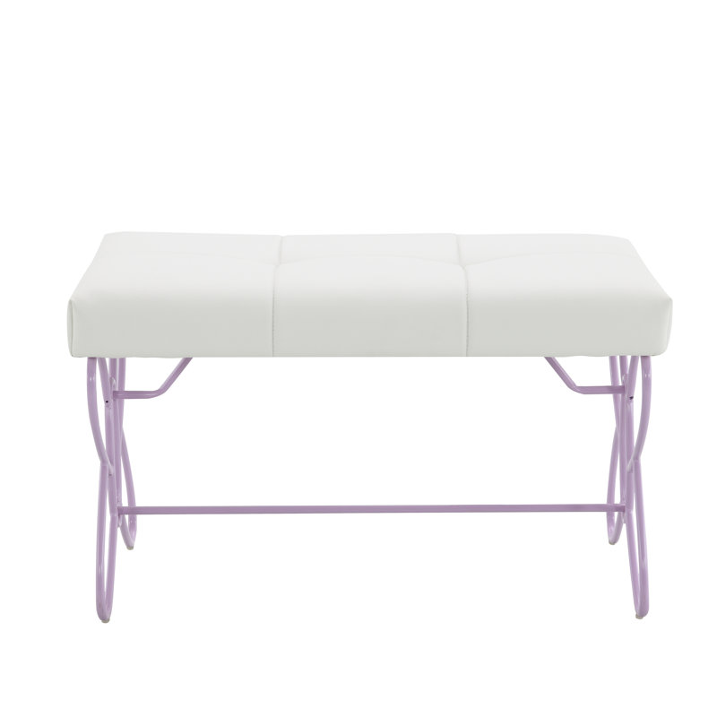 Banc en cuir synthétique clair, Mauve, Blanc