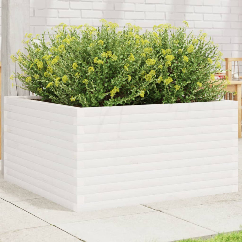 2 Wood Planter, White, 46cm H x 90cm W x 90cm D