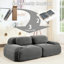 Velours côtelé gris de 82 po avec séparation, courbé, à conception coulissante, pour installation audiovisuelle modulaire, structure, coussins à haute résilience, ambiance