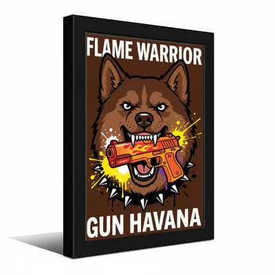 Animals Flame Warrior Dog With Gun And Spikes