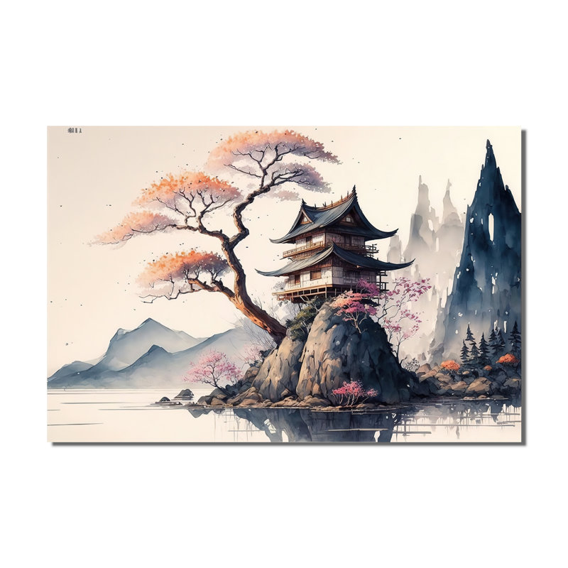 Aquarelle, paysage japonais II - art mural moderne sur toile