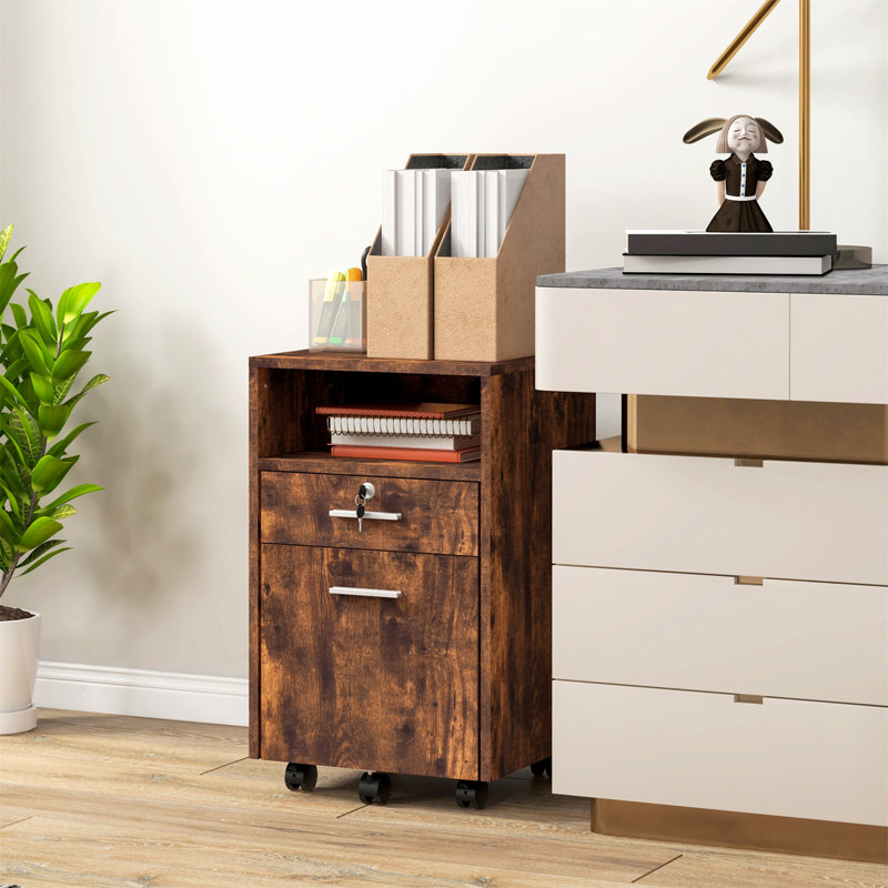 Olortegui 2 Drawer Filing Cabinet, Brown