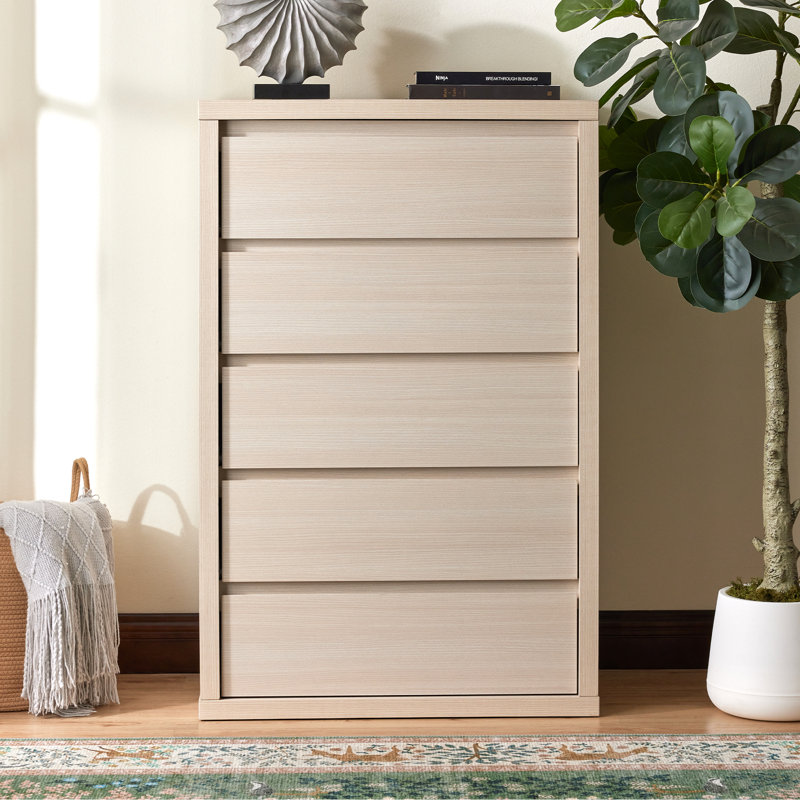 76cm W 5 - Drawer Chest of Drawers, Ivory White