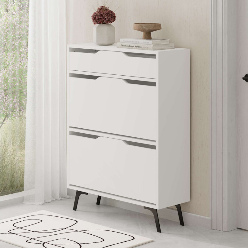 Baneen 8 Pair Shoe Storage Cabinet, White