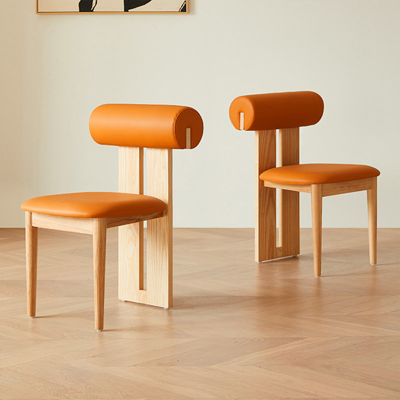 Orange Solid back side Chair(Set of 2)