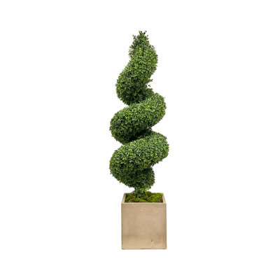 62 " H Faux Boxwood Topiary in Fiberstone Planter