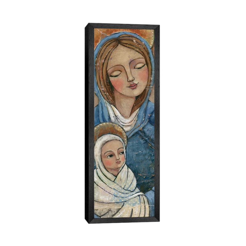 Mary Jesus by Teresa Kogut - Panoramic Painting on Canvas, 121.92 cm H x 40.64 cm W, Black Framed