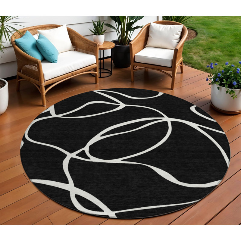 Tapis rond noir 8 po