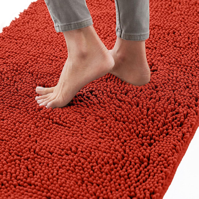 Bath Rug Mat 24X17, Thick Soft Absorbent Chenille, Rubber Backing Quick Dry Microfiber Mats, Machine Washable Rugs For Shower Floor, Bathroom Runner Bathmat Accessories Decor