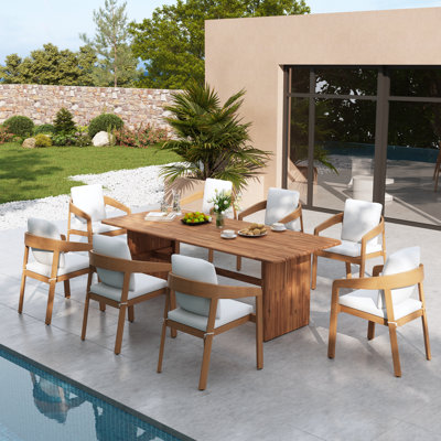 Ensemble repas 9 pièces pour l'extérieur avec 1 table et 8 chaises