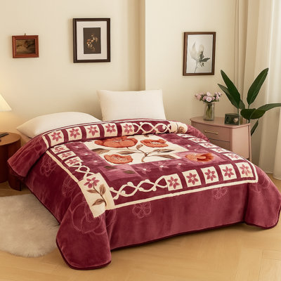 Korean-Style Silky Floral Blanket