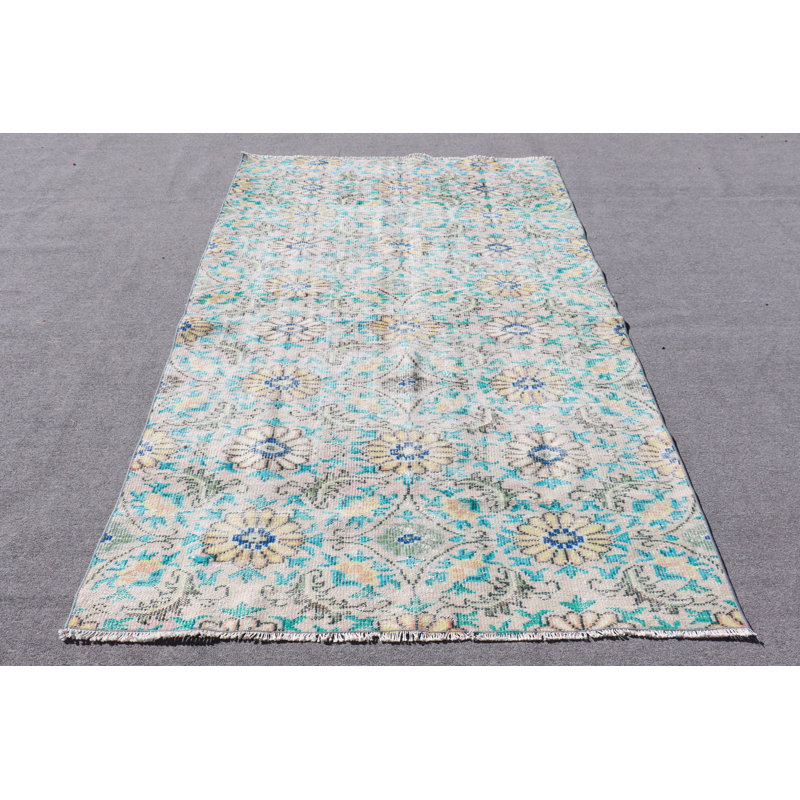Tapis beige turc rétro: cadeau de décoration antique idéal pour la chambre de bébé ou la salle à manger