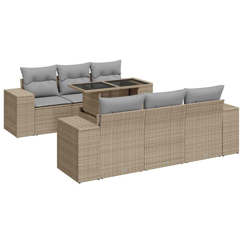  Ensemble de canapé de jardin en rotin PE beige 7 pièces matériaux résistants à l'eau