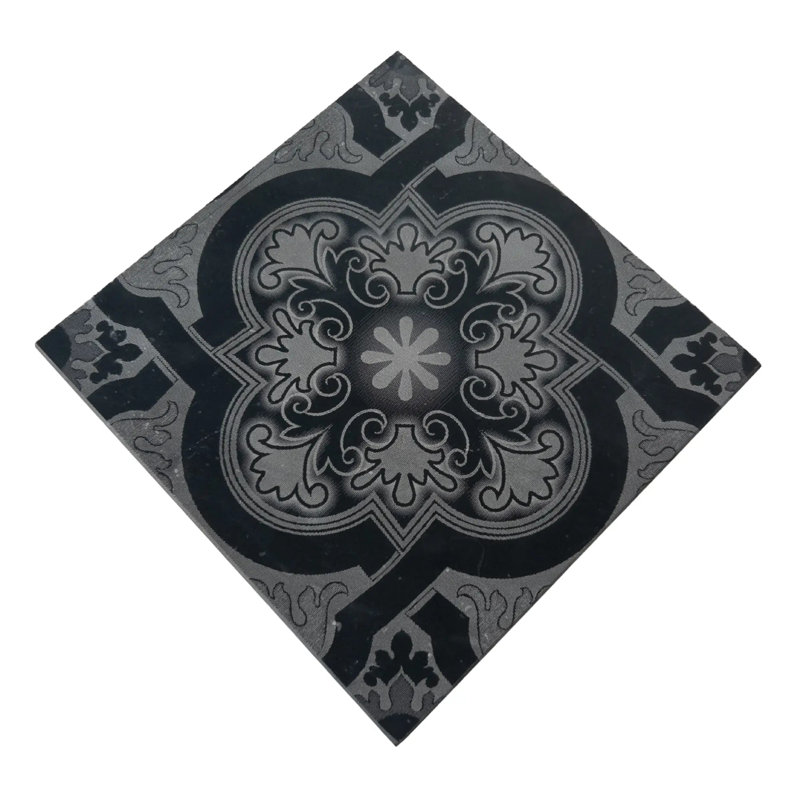 Carrelage gravé au laser 6 po x 6 po Serero Crest Nero Marquina