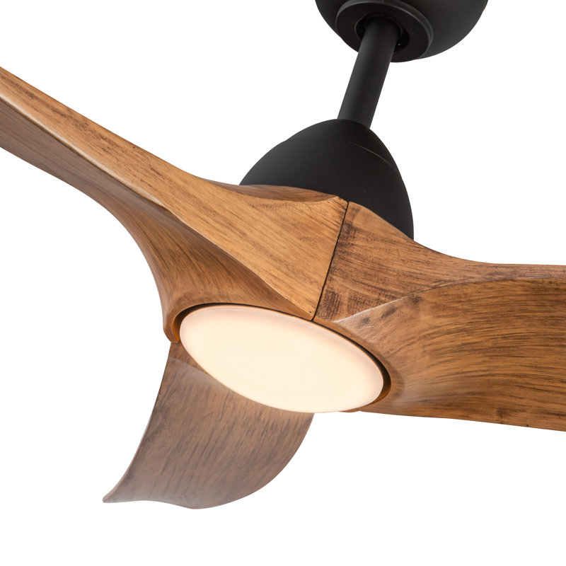 Baylor Smart LED Downrod Ceiling Fan, Natural Oak