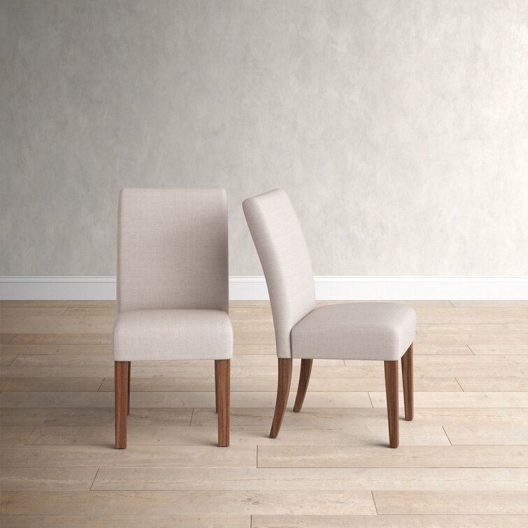 Round Linen and Pine Wood Dining Chairs (Set of 2) - Grey Linen