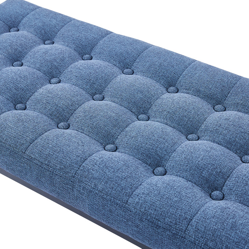 Shauny Fabric Bench with Metal Legs, Blue