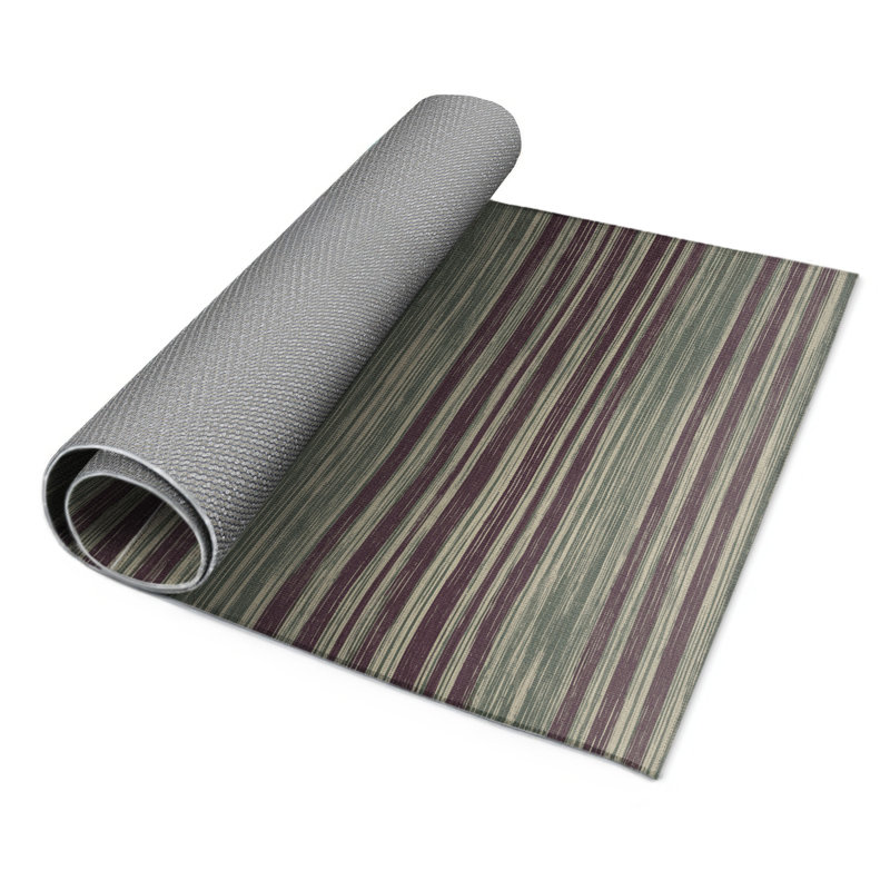 Tapis intérieur / extérieur brun HorizontalStripes, Rectangulaire 8 pi x 10 pi