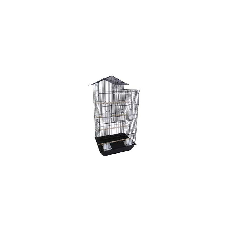 Cage à oiseau avec 4 mangeoires, Noir