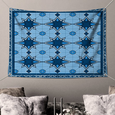 Blue Star Pattern Wall Tapestry - Star Wall Decor