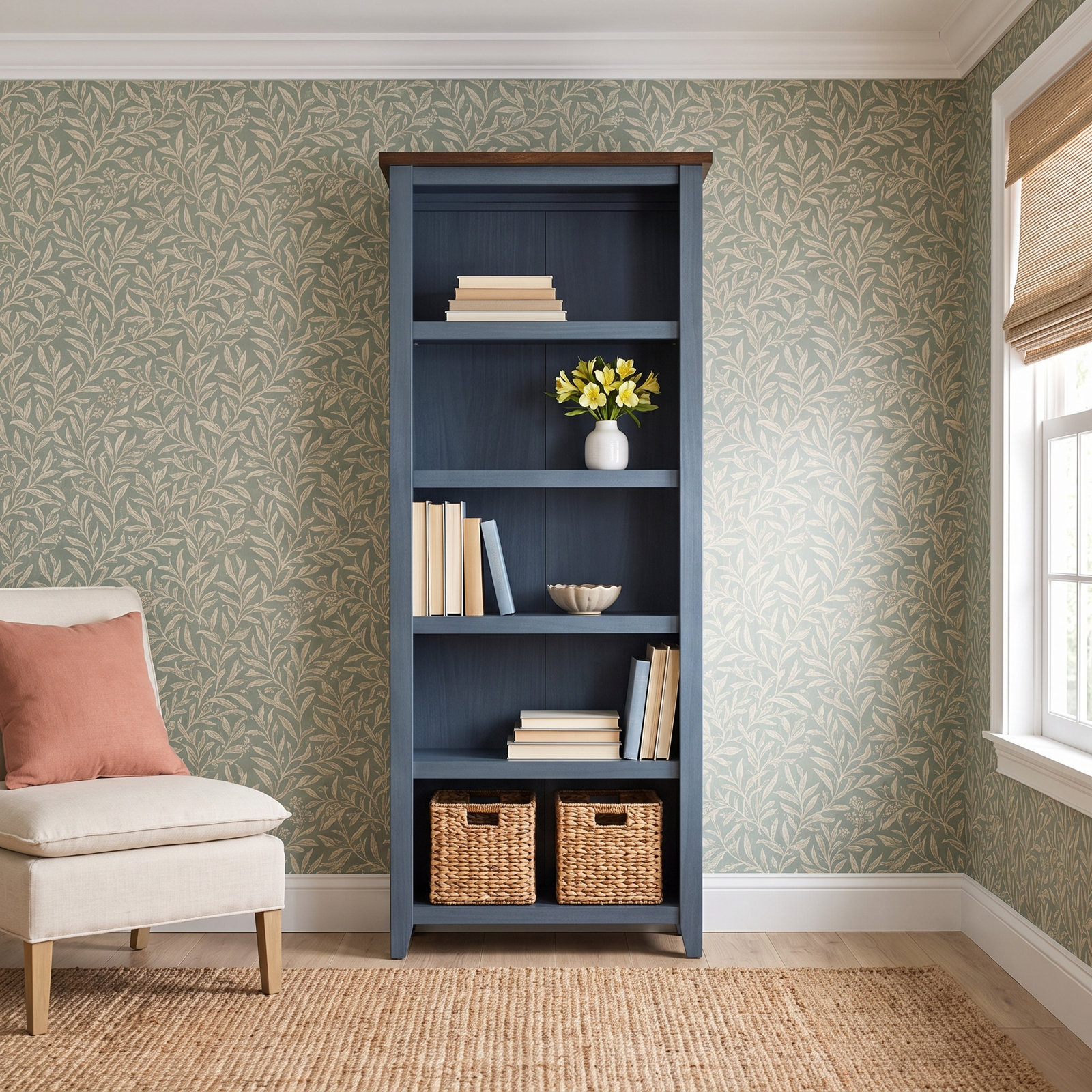 Vivienne 30" Bookcase, Blue / Brown