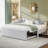 Twin Size Upholstered L-Shaped Upholstered Daybed with Pop Up Trundle, Beige-129465756