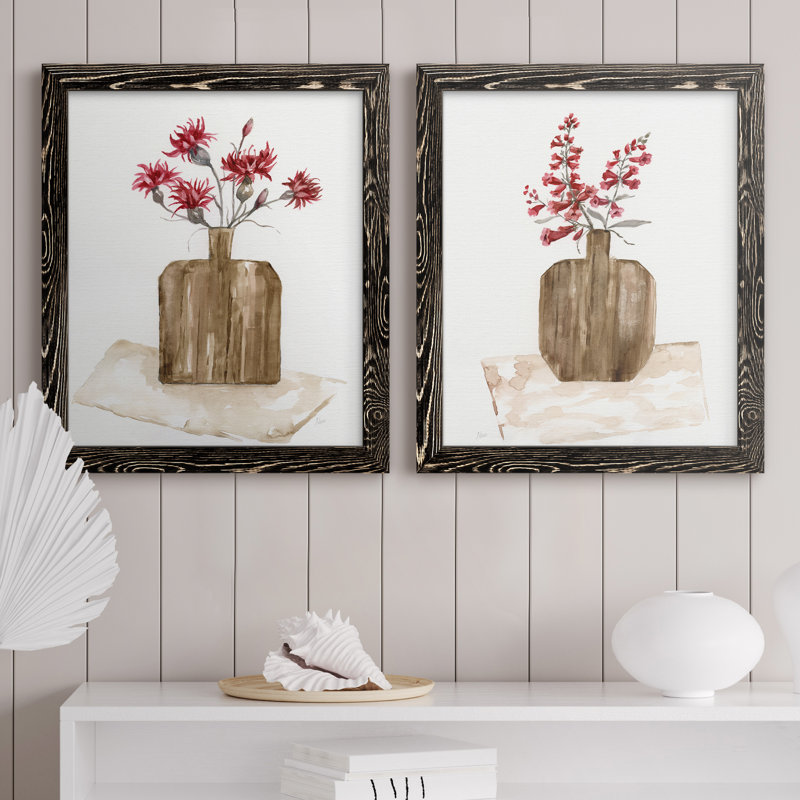 Simply Country I - Ensemble de 2 peintures sur toiles encadrées, H 24 po x l 36 po x P 1,5 po, Cadre noir