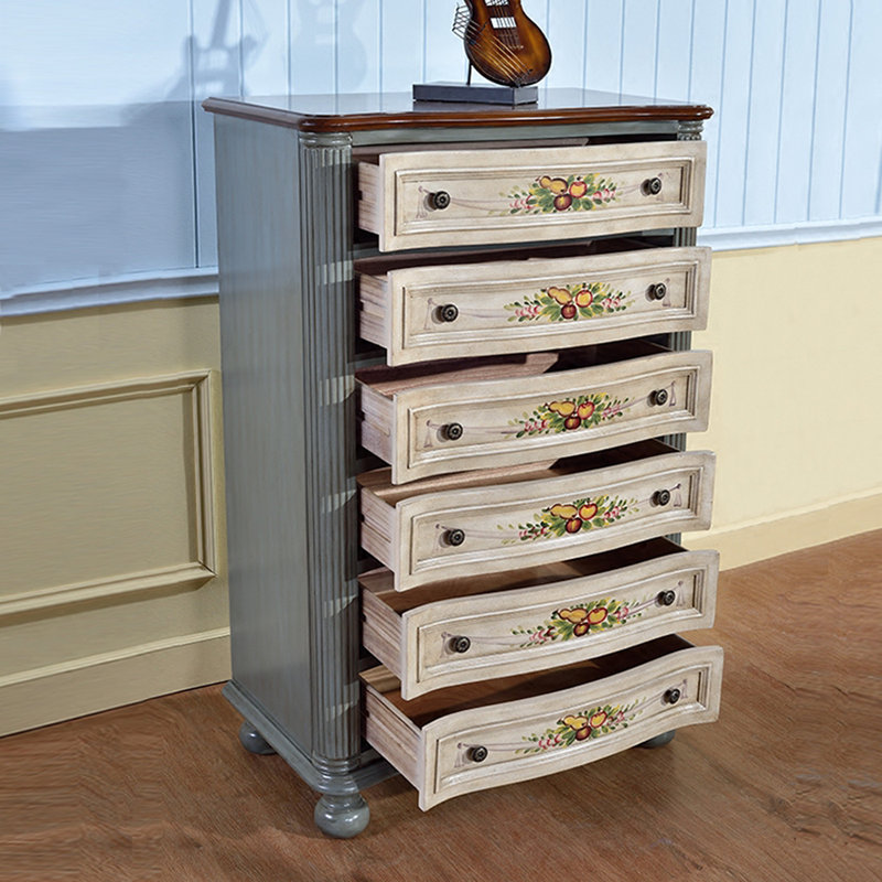 Chic Mediterranean-Inspired 6-Drawer Accent Chest