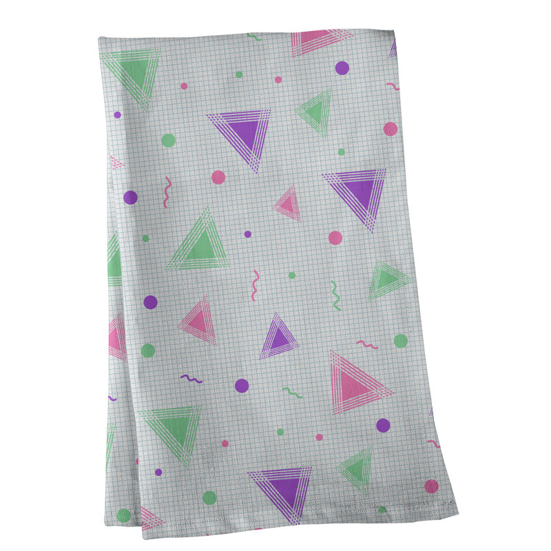 Serviette de thé à motif rétro 90s Mcguigan, Sergé de coton, Vert / mauve / rose