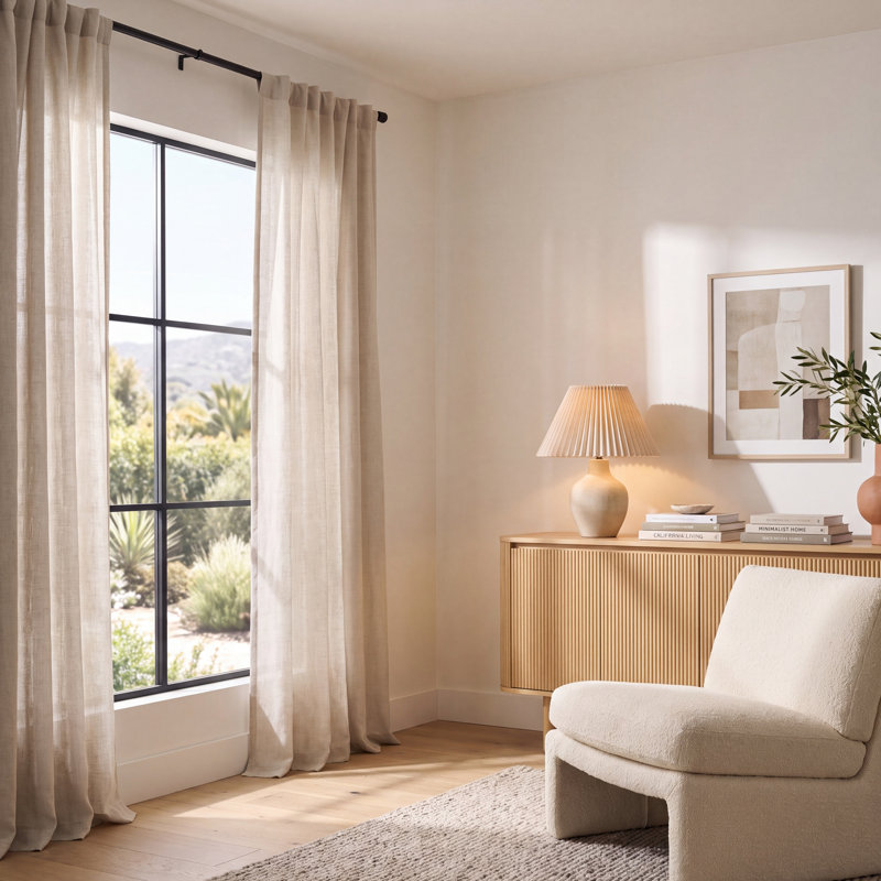 Sunbrella® Delaney Light Filtering Curtain, 50" W x 84" L, Flax