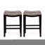 Tabouret de comptoir pliable en tissu gris clouté de 2 places avec siège en bois, idéal pour bistro en plein air, d'une profondeur de 18,25 po, d'une largeur de 12 po, d'une hauteur de 26,75 po, d'un bistro de 12,43 lb