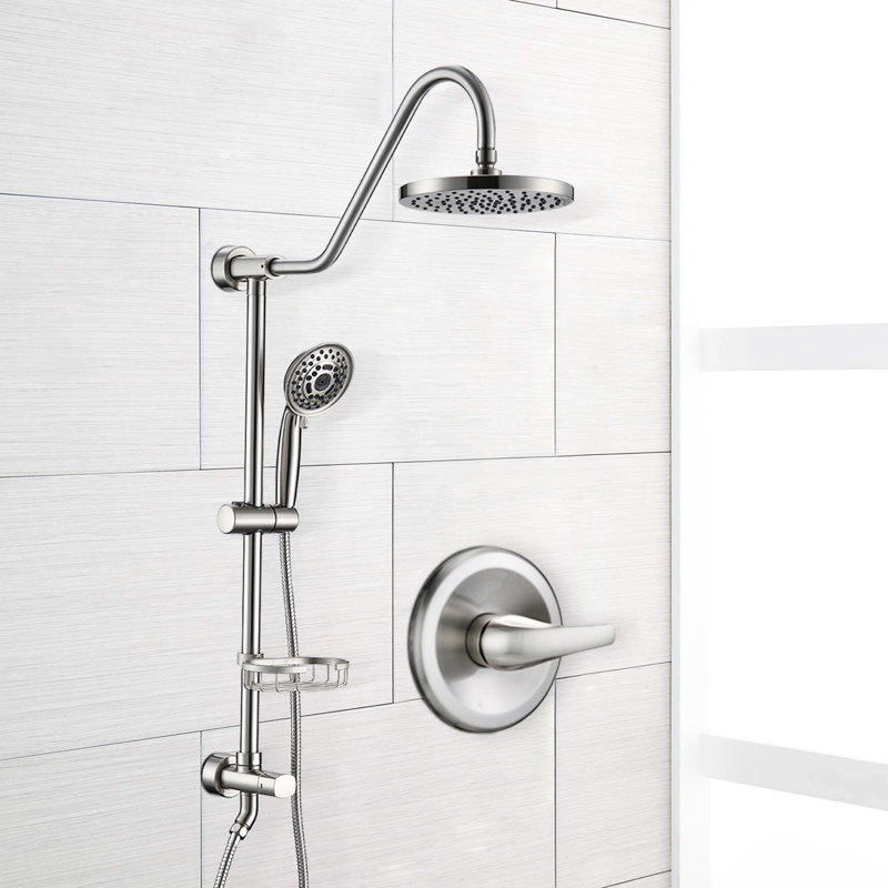 Ensemble de douche mural avec porte-savon et porte-savon en laiton, Nickel brossé