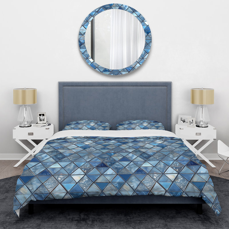 Ensemble de housse de couette Blue Silver Triangle Glam - Glam, Housse de couette très grand + 2 taies décorativ