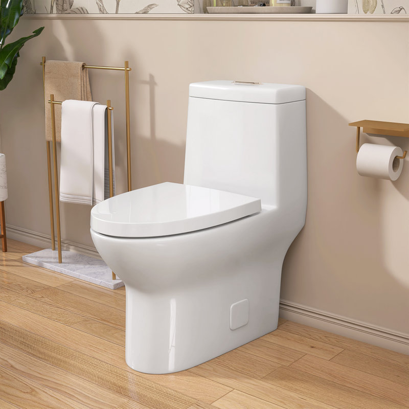 Toilette monobloc en céramique 18 po à fermeture double avec siège confortable et hauteur d'assise conforme à l'ADA 18 po