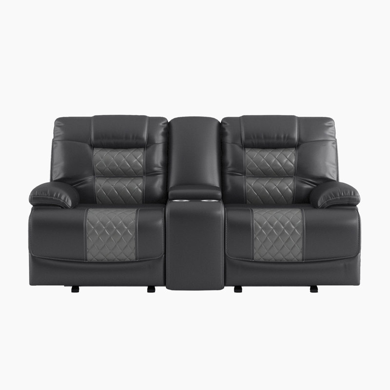 Vortex 77'' Modern & Contemporary Manual Double Glider Reclining Love Seat with Center Console, Receptacles and USB Ports