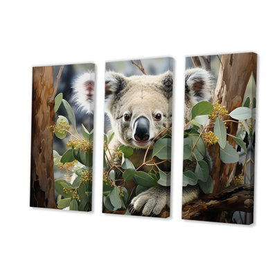 Aquarelle, arbre koala, observateur 2 - art mural koala