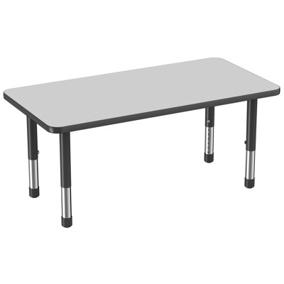 Table rectangulaire 24 po x 48 po thermofusionnée avec pieds réglables Chunky - gris / noir